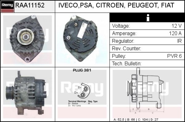 DELCO REMY Generaator RAA11152